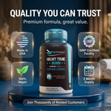 Herbtonics uso nocturno sobre la cama sugiriendo rutina relajante antes de dormir