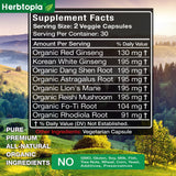 Herbtopia cápsula en mano para mostrar dosificación práctica diaria