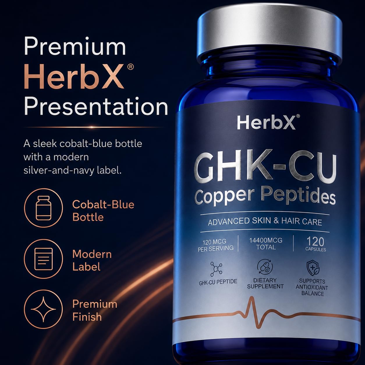 HerbX presentación abierta con 120 cápsulas para suministro prolongado