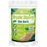 Heucves envase frontal del polvo de Slippery Elm mostrando peso y pureza