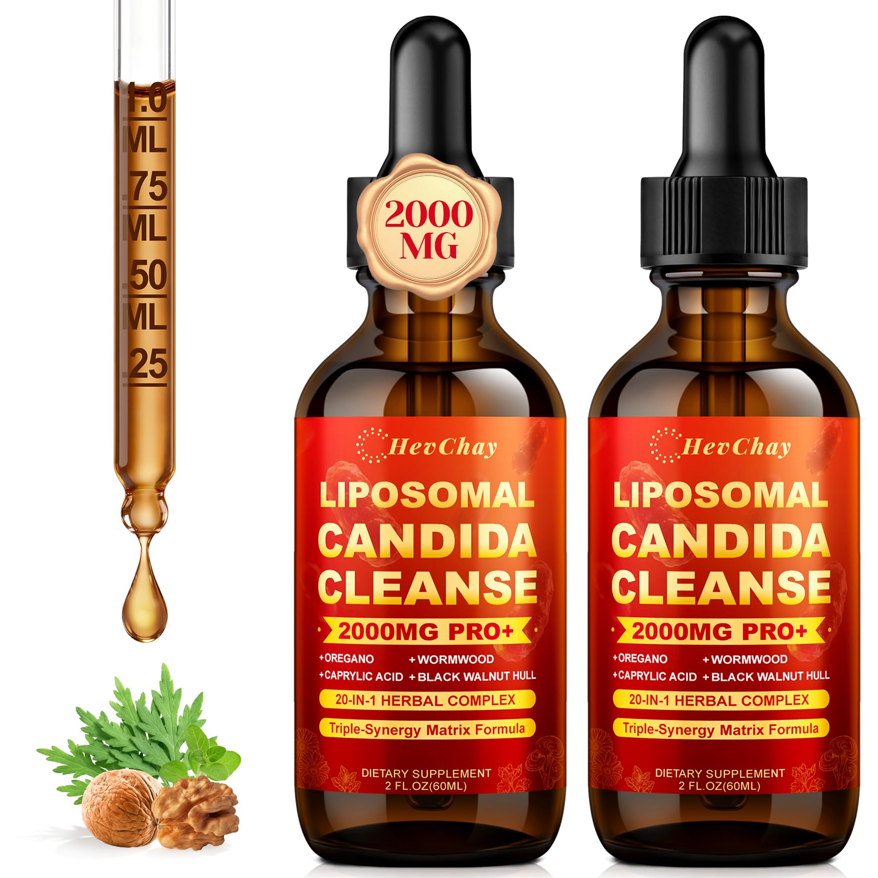 HevChay botella frontal liposomal mostrando diseño y uso fácil