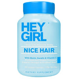 HEY GIRL NUTRITION frasco frontal mostrando etiqueta y beneficio para cabello