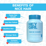HEY GIRL NUTRITION suplemento en mano junto a alimentos para rutina diaria