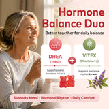 HFELIZ ingredientes activos DHEA, Vitex y vitaminas B en composición visual