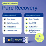 Hi-Lyte etiqueta nutricional en detalle mostrando 1000 mg potasio y sin azúcar