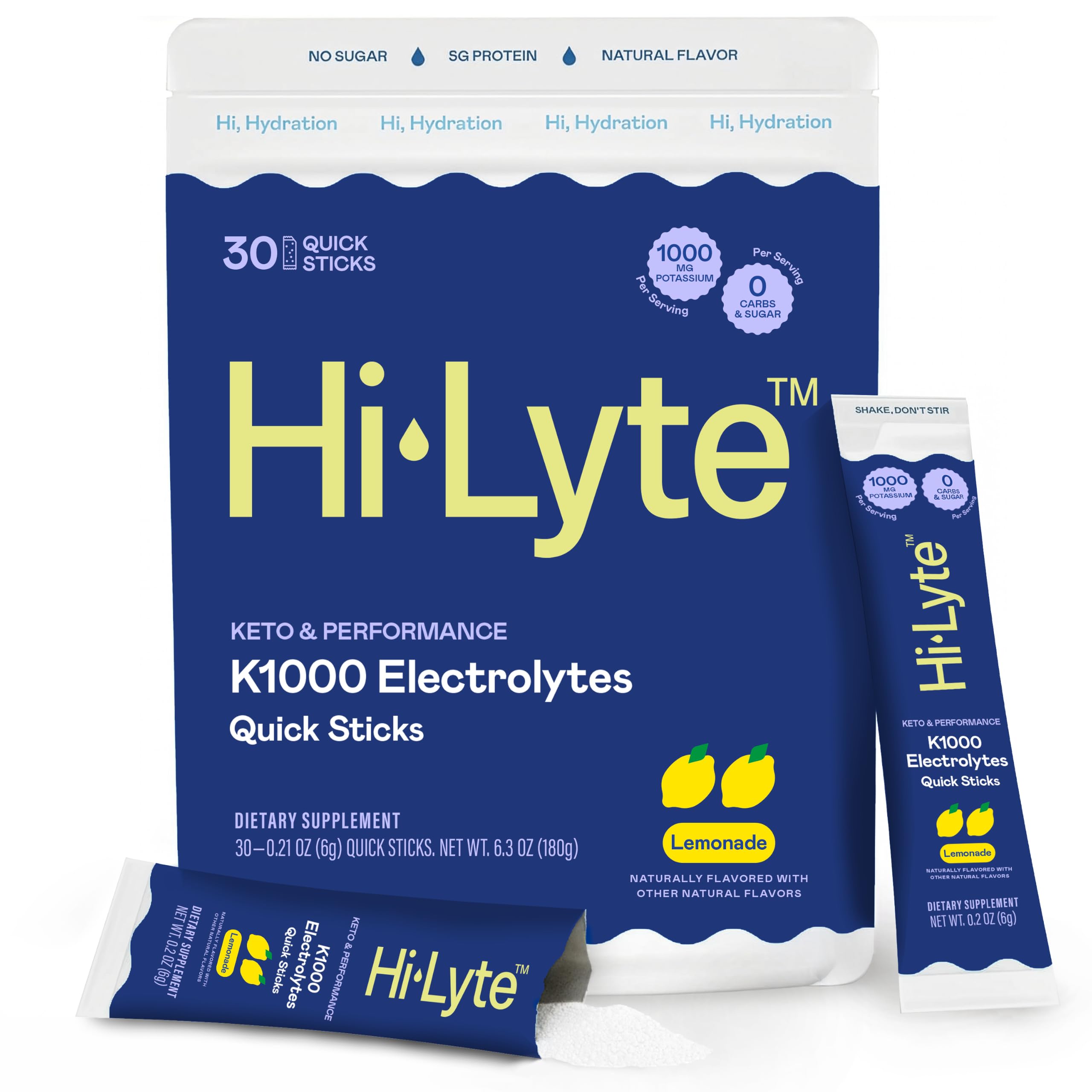 Hi-Lyte envase frontal K1000 Lemonade mostrando diseño y cantidad