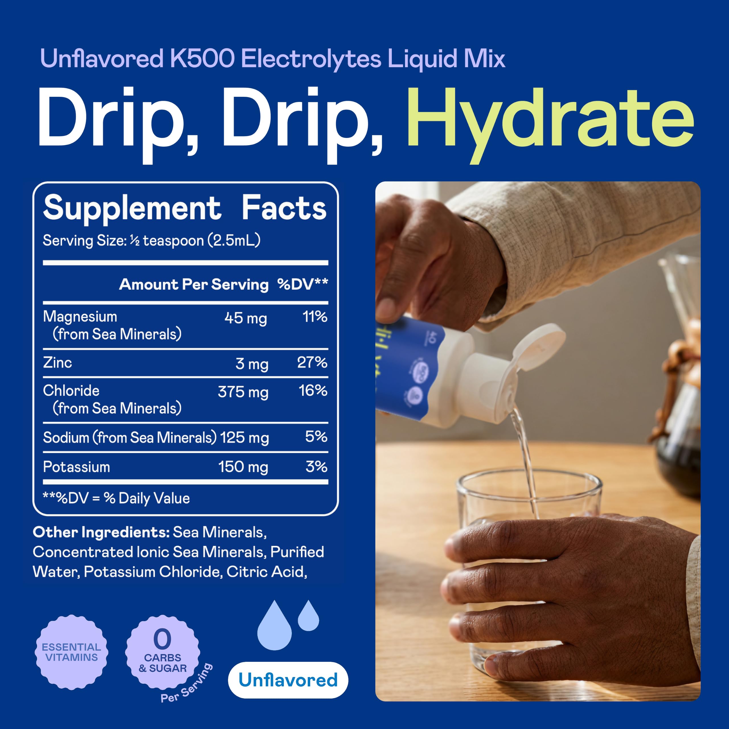 Hi-Lyte mezcla en vaso de agua mostrando disolución sin grumos