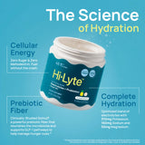 Hi-Lyte sobre disuelto en vaso con agua fría, hidratación rápida y limpia