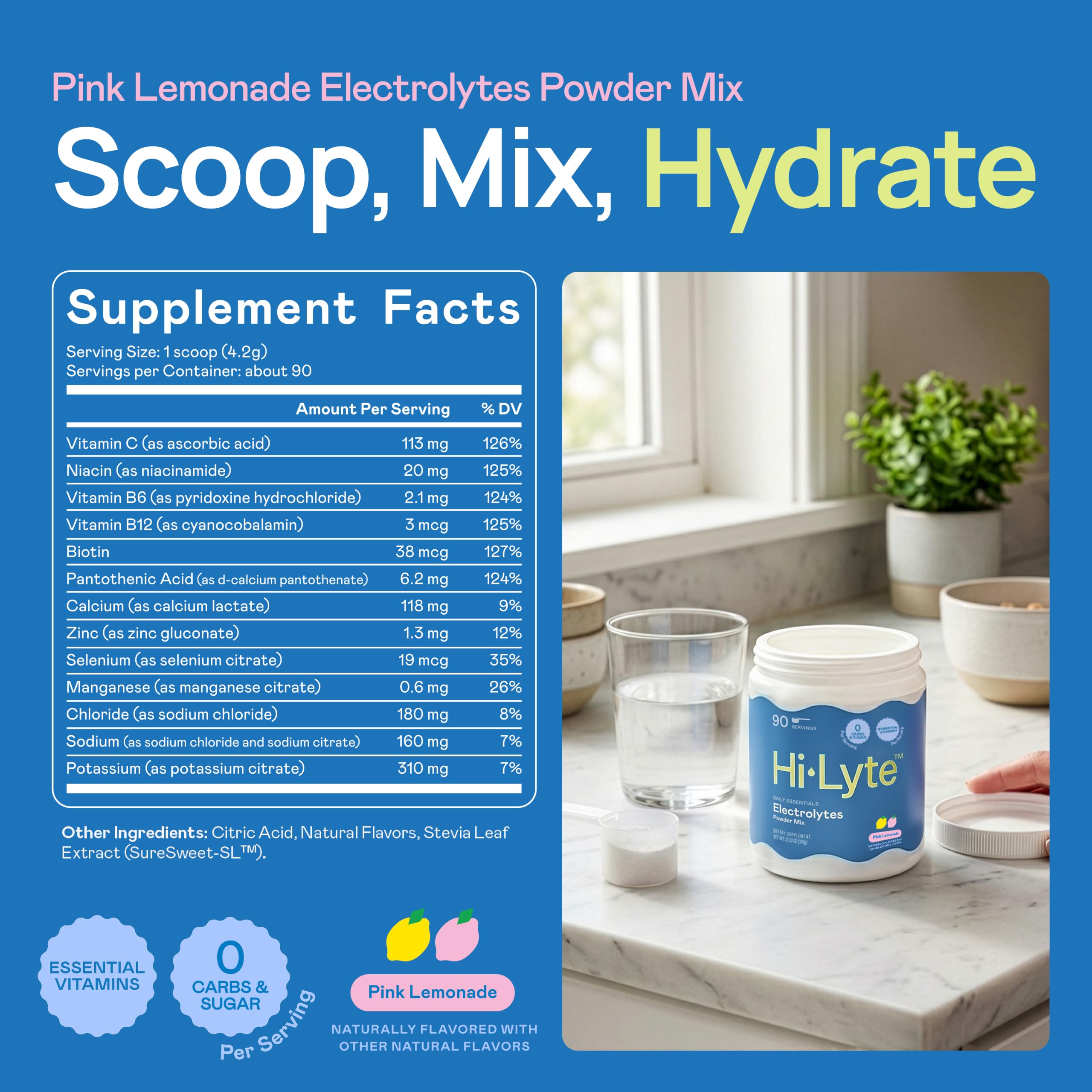 Hi-Lyte vaso con bebida Pink Lemonade listo para beber y refrescar