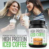 High Protein Iced Coffee comparación de tamaño para visual de porciones y valor