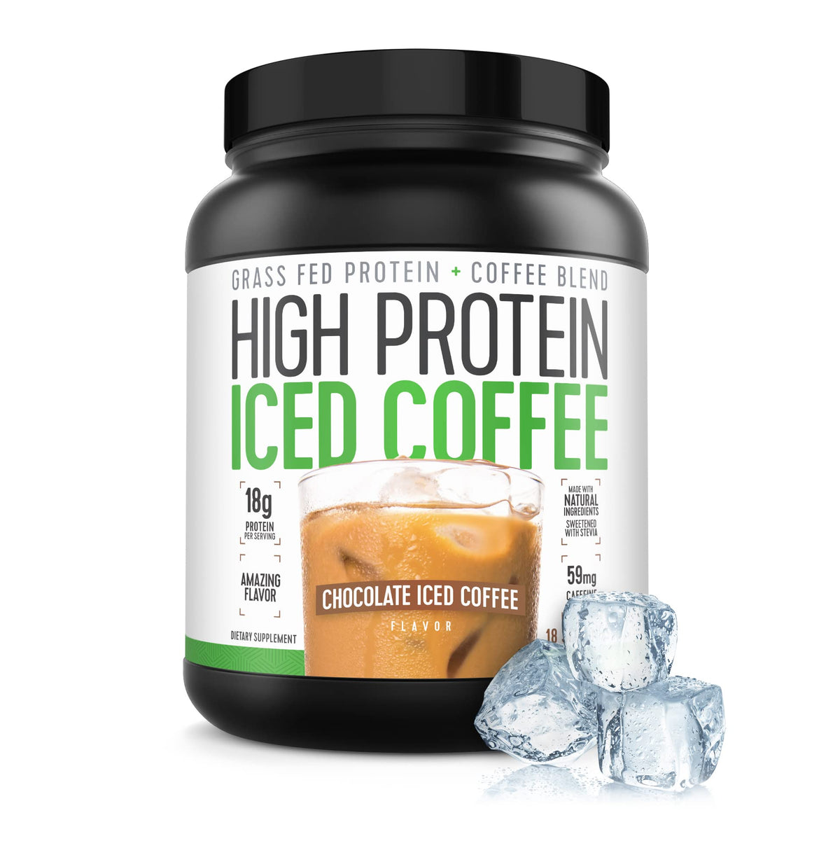 High Protein Iced Coffee frente del empaque mostrando diseño y conveniencia