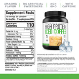 High Protein Iced Coffee textura cremosa en primer plano, atractivo paladar