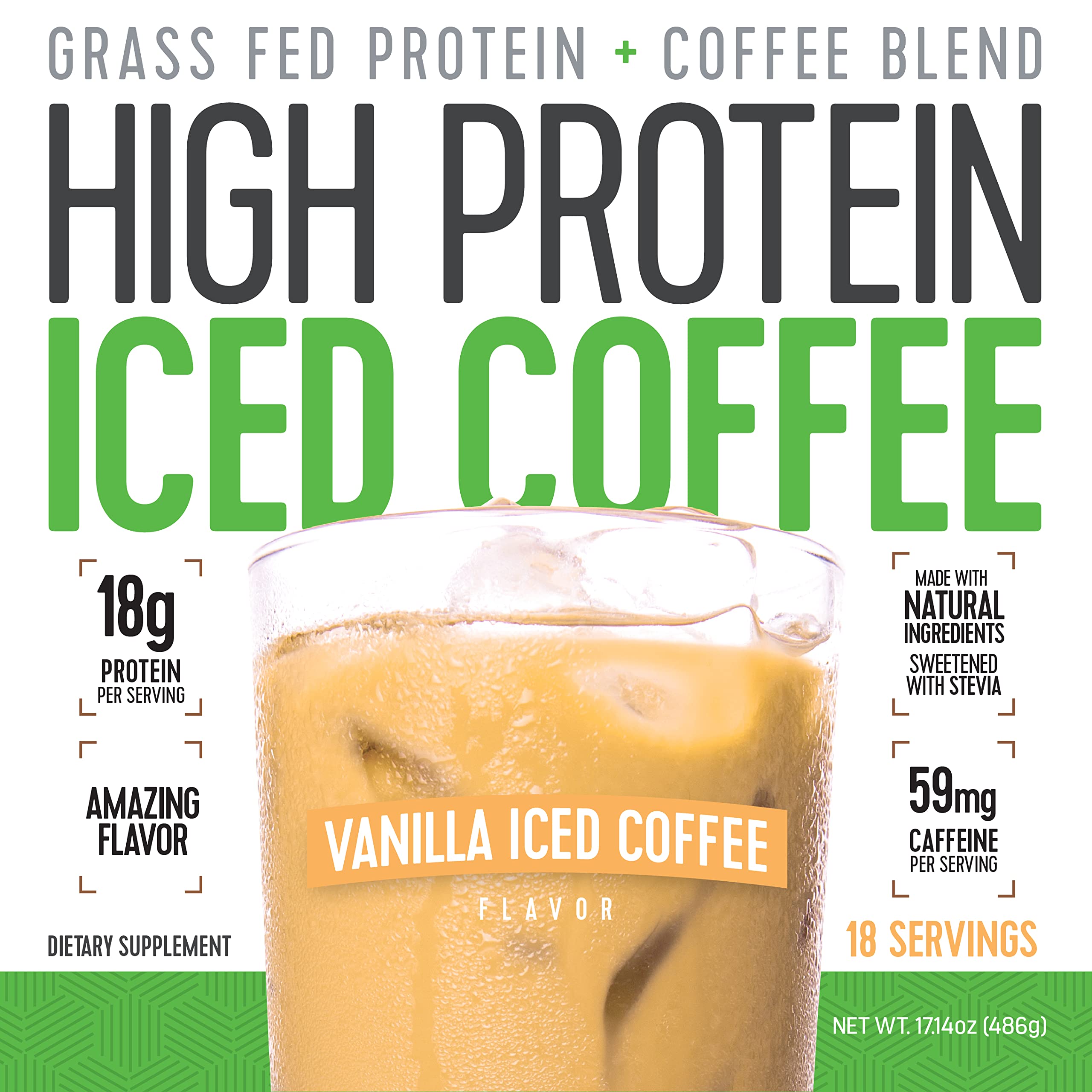 High Protein Iced Coffee vaso servido con hielo para hidratación rápida