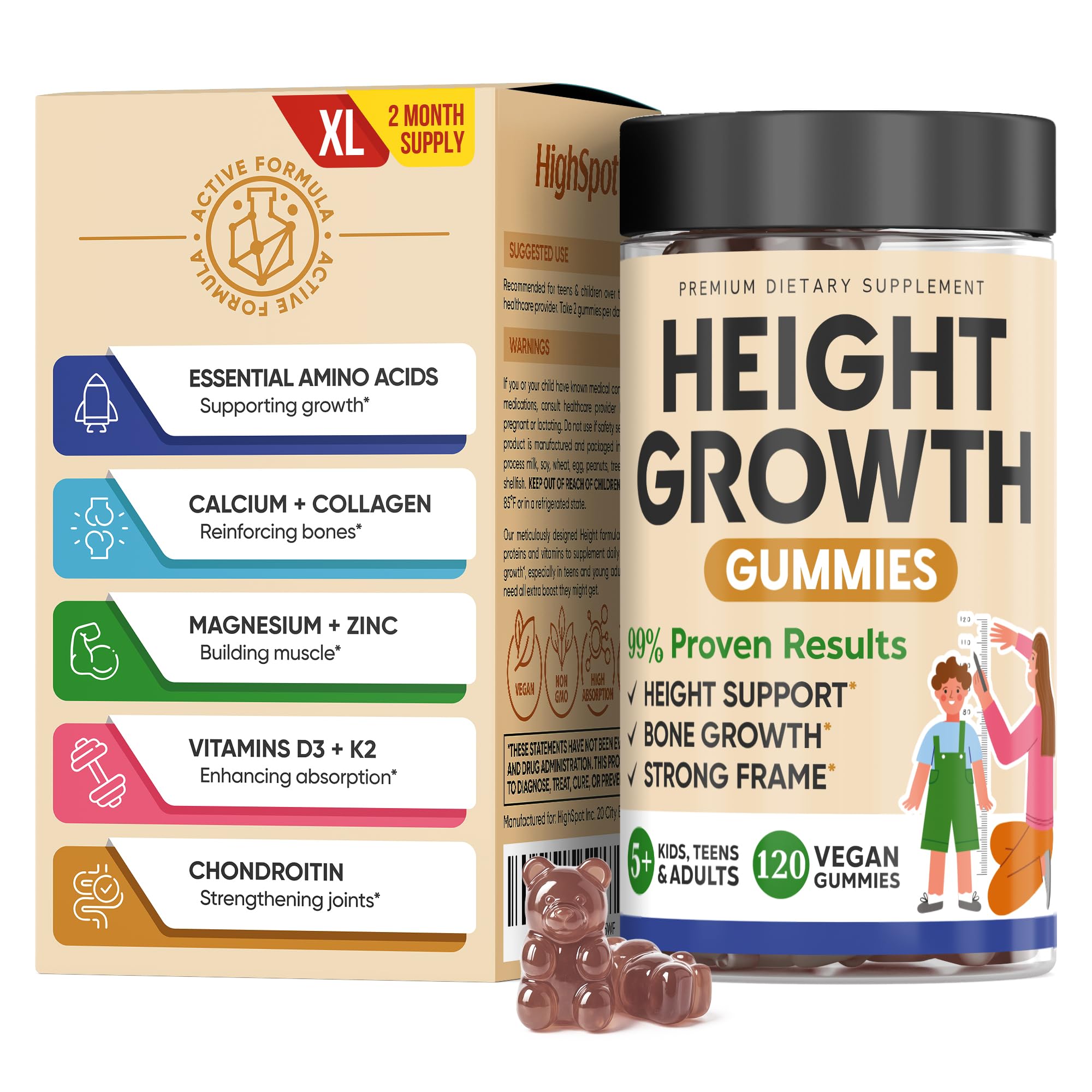 HighSpot frente del envase mostrando la marca y beneficios para crecimiento