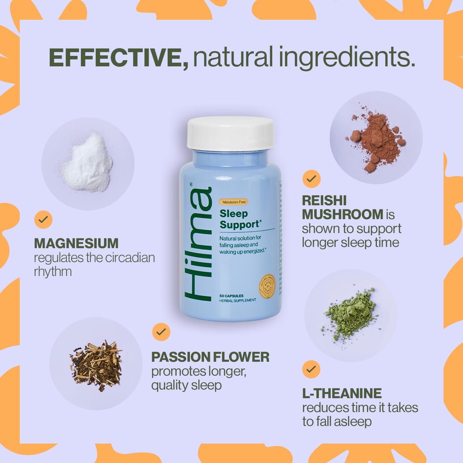 Hilma etiqueta ingredientes primer plano, transparencia y lista limpia de componentes