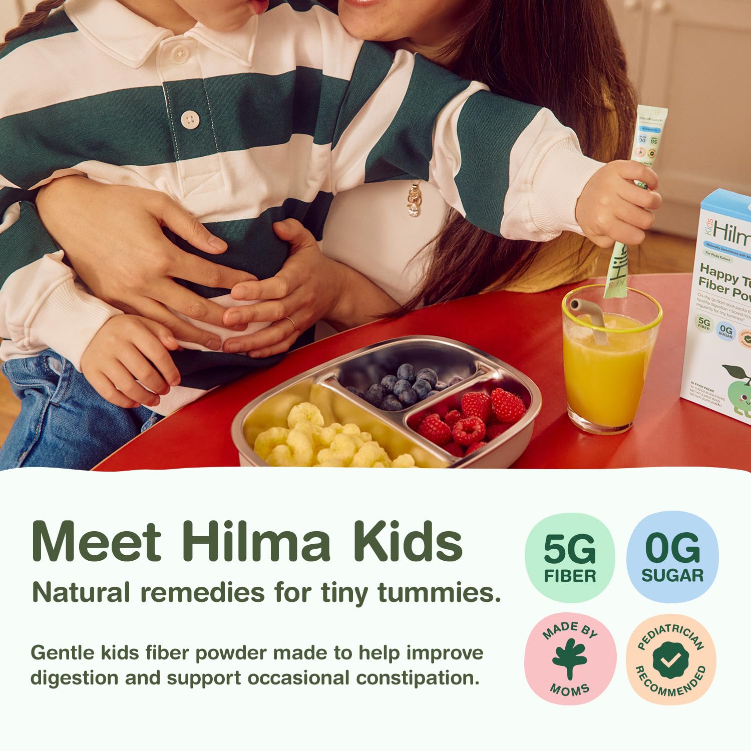Hilma sobre individual listo para usar, práctico y portable para meriendas