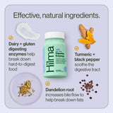 Hilma ingredientes naturales como cúrcuma y diente de león en foco