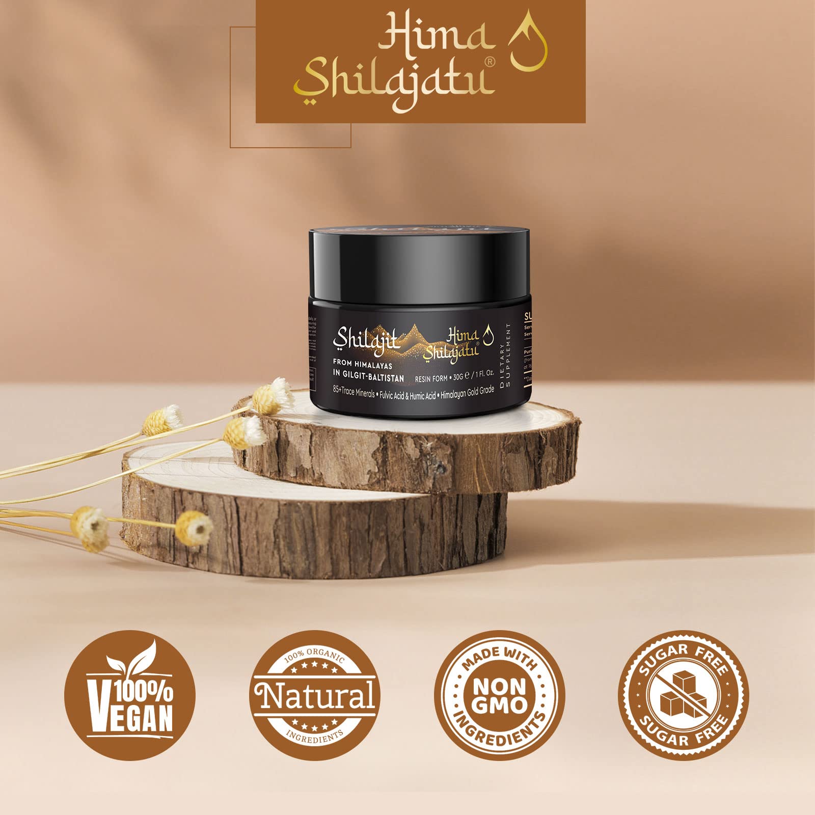 Hima Shilajatu etiqueta con ingredientes y origen del Himalaya