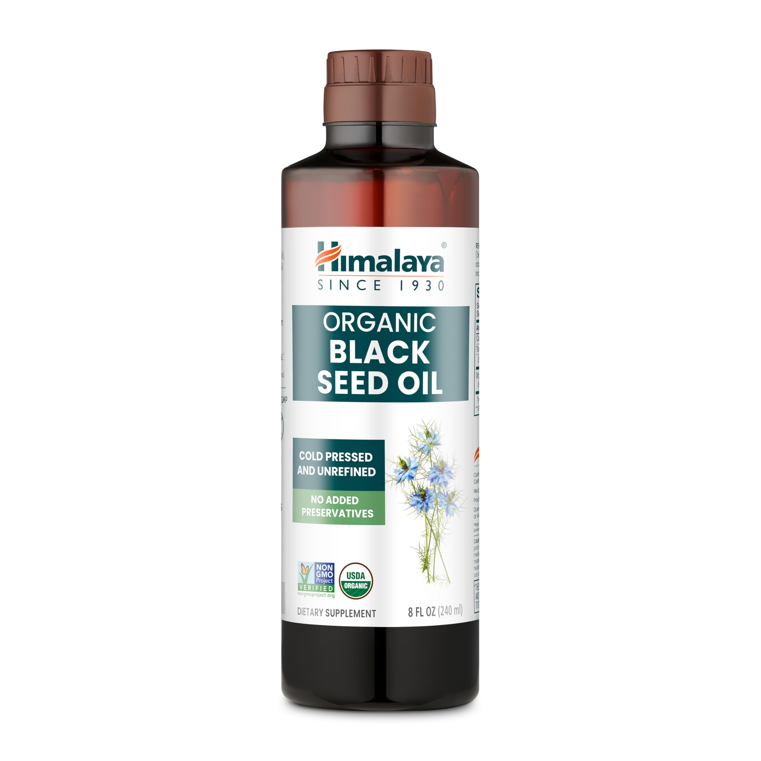 Himalaya frasco frontal del aceite de semilla negra, presentación orgánica y transparente