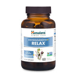 Himalaya frasco frontal mostrando la marca y la fórmula para relajación