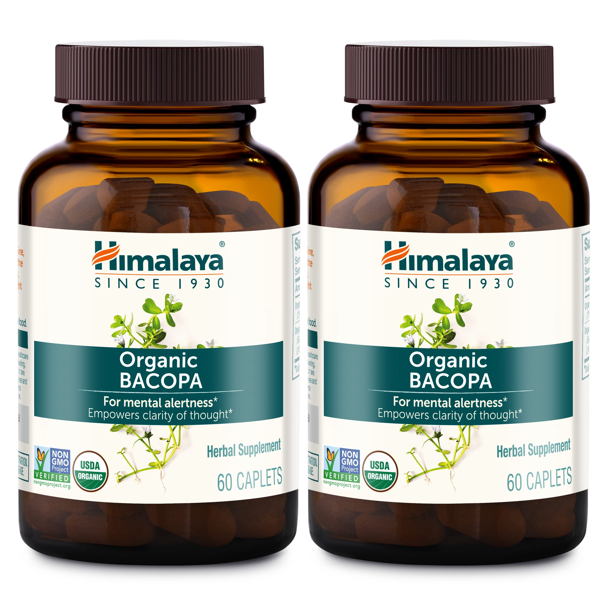 Himalaya frasco frontal mostrando etiqueta orgánica y beneficio claridad mental