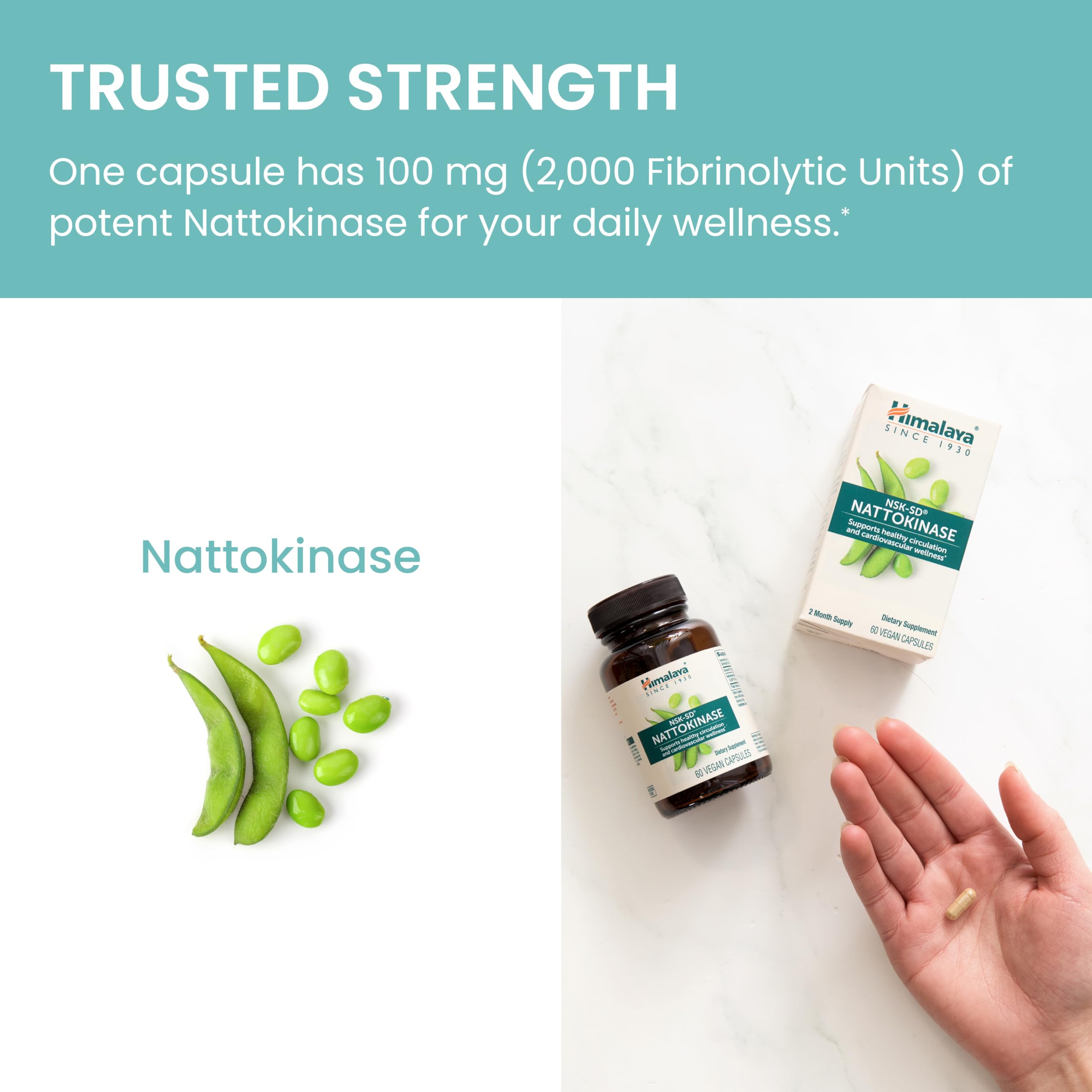 Himalaya etiqueta información primer plano que destaca 2,000 FU y 100 mg