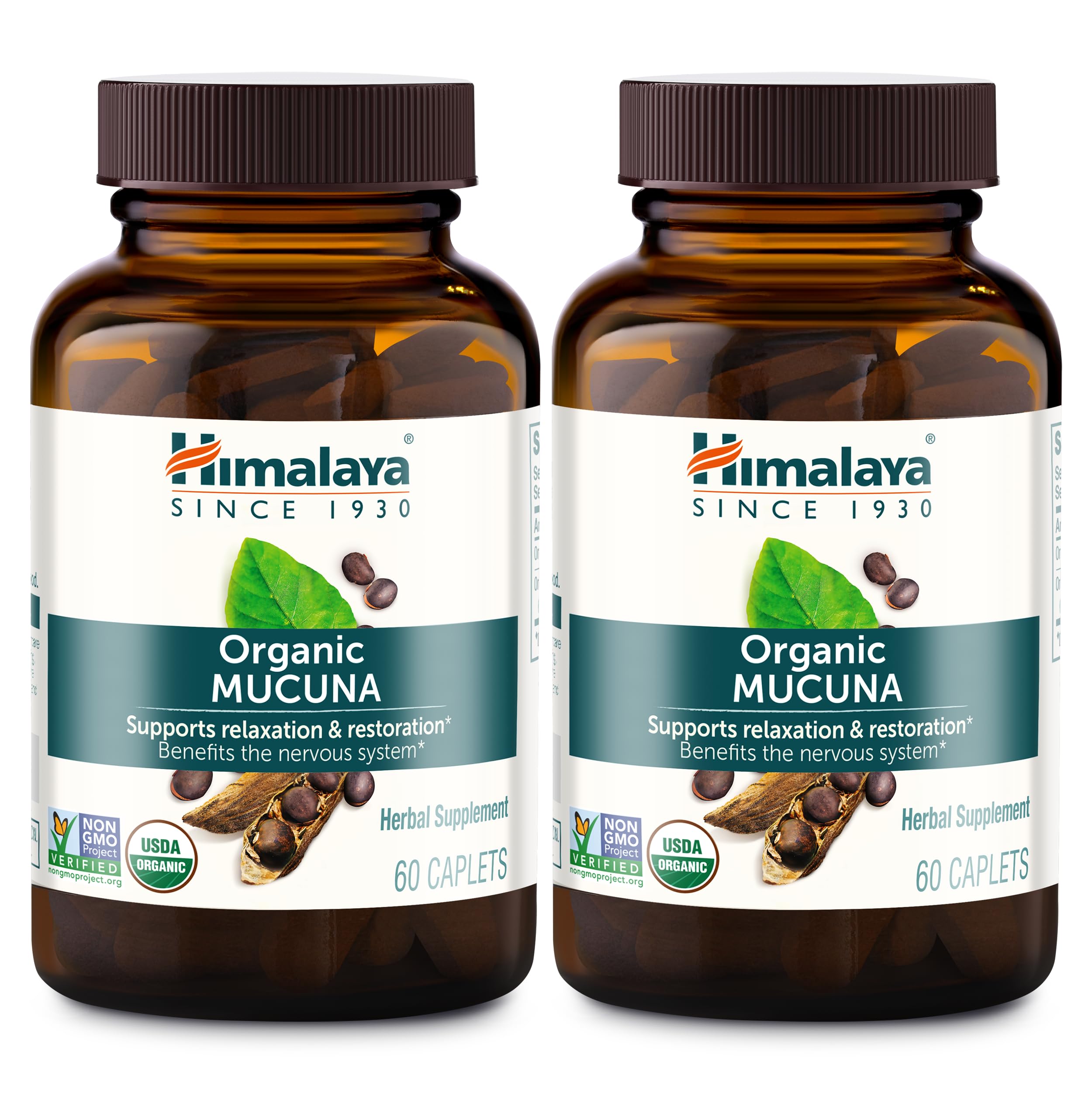 Himalaya frente del envase mostrando 120 caplets y beneficios orgánicos