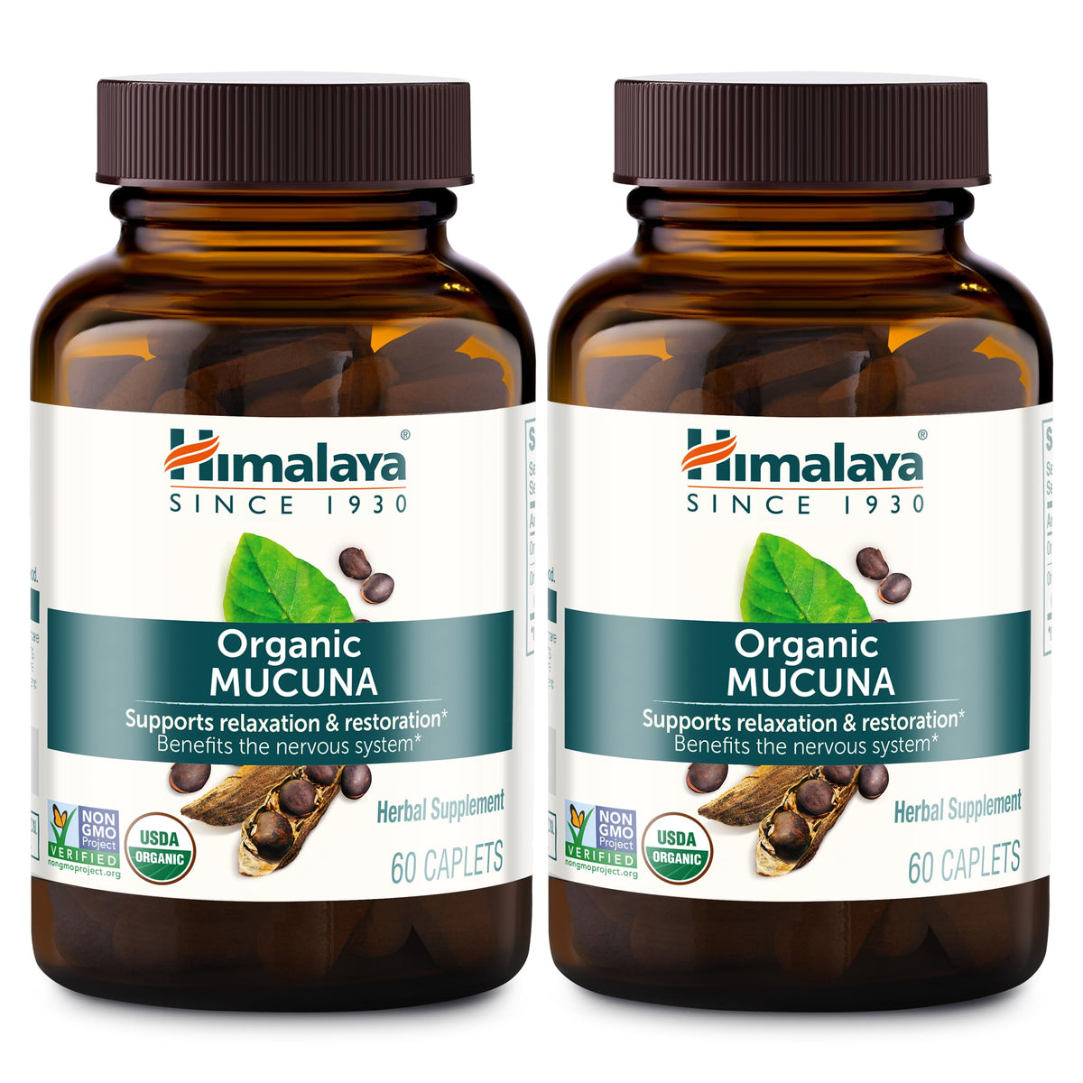 Himalaya frente del envase mostrando 120 caplets y beneficios orgánicos