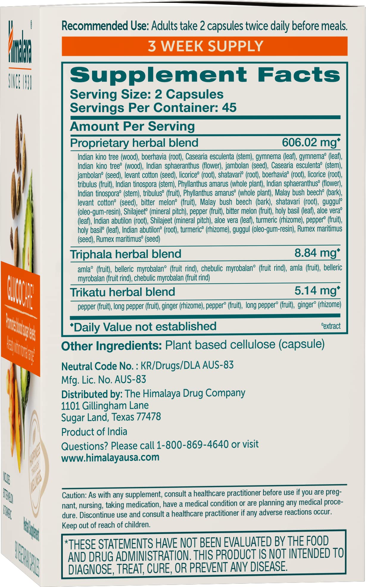 Himalaya GlucoCare cápsulas en mano mostrando tamaño y facilidad de uso