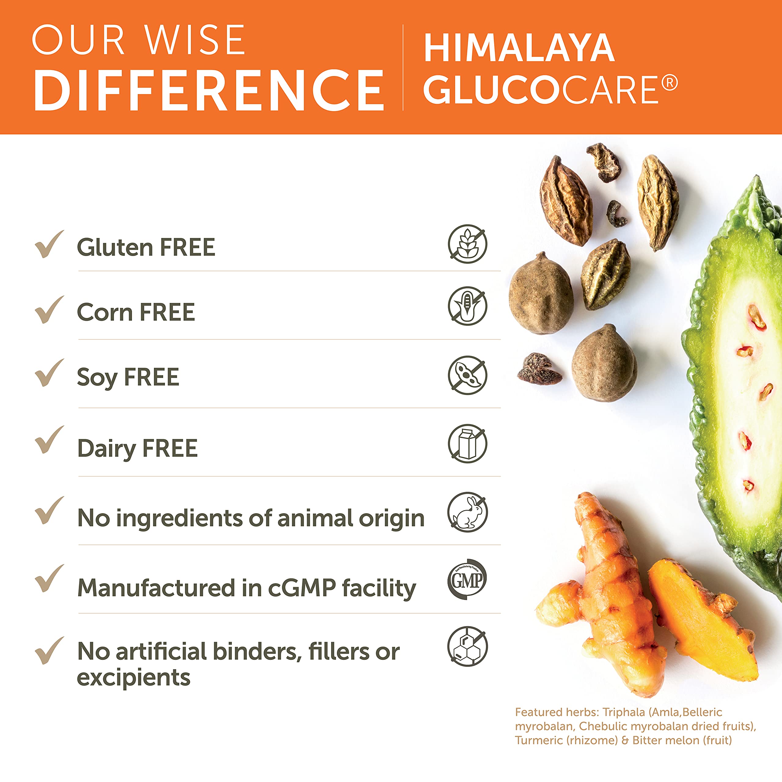Himalaya GlucoCare etiqueta nutricional y lista de ingredientes, información clara