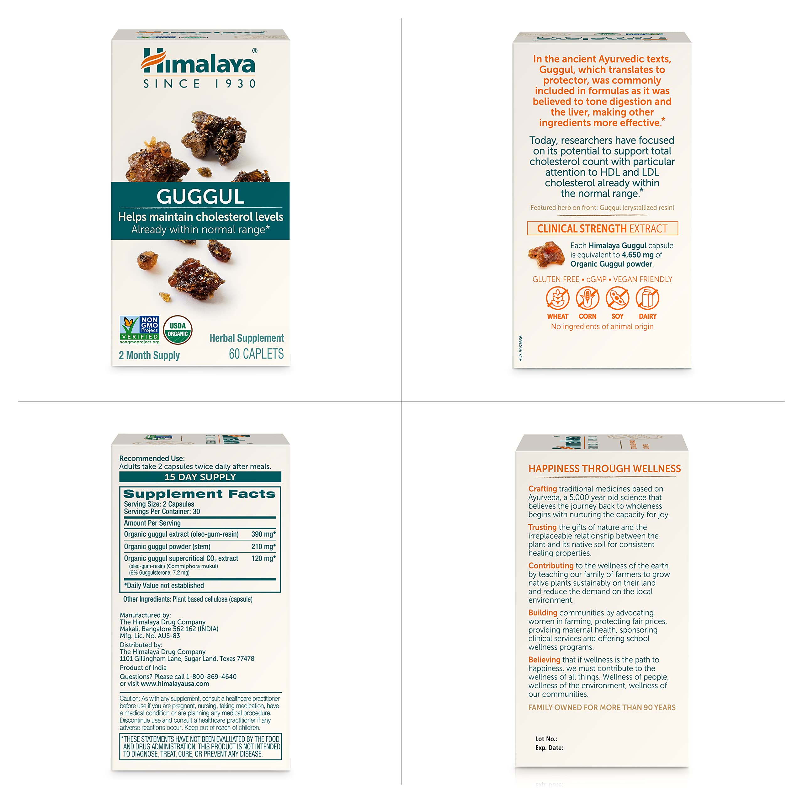 Himalaya etiqueta del envase con certificados Non-GMO y cGMP visibles