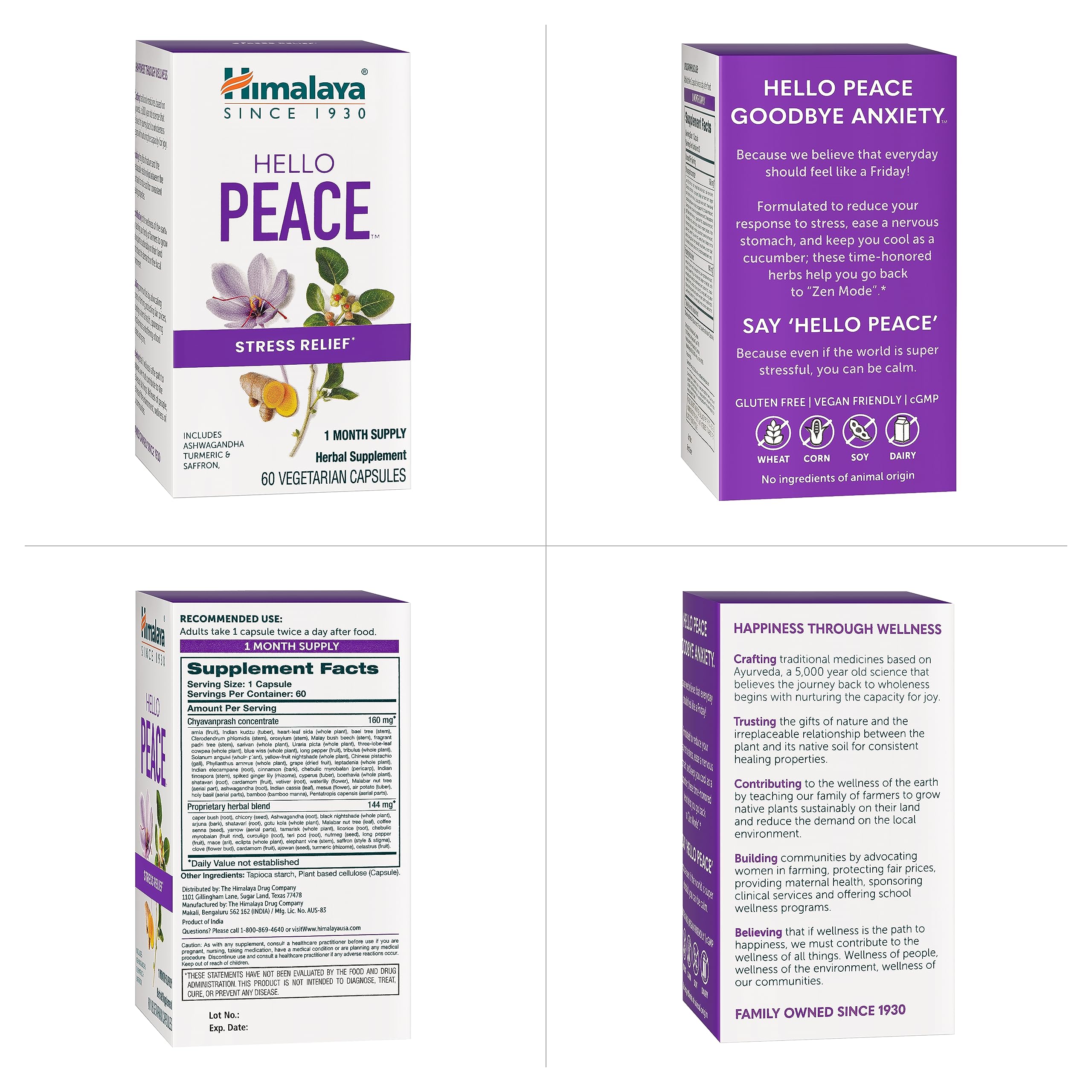 Himalaya Hello Peace frasco en ambiente tranquilo que sugiere relajación