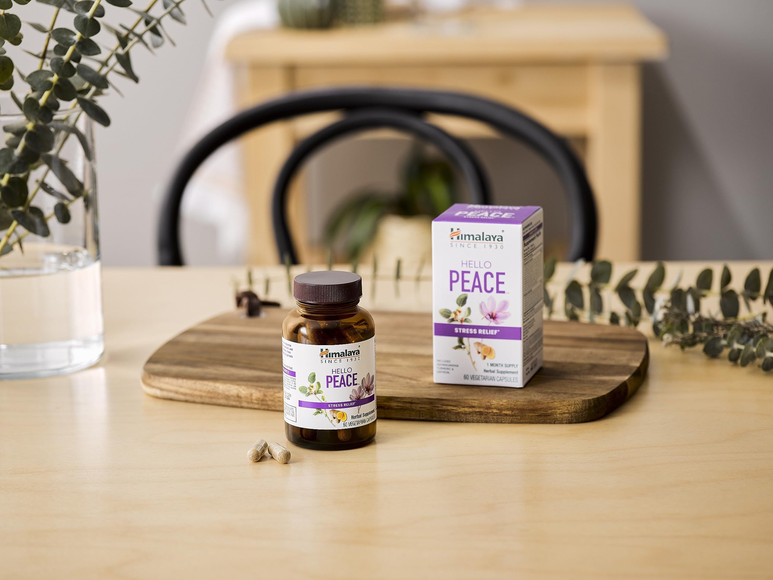 Himalaya Hello Peace etiqueta con lista de ingredientes y sellos dietarios