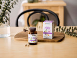Himalaya Hello Peace etiqueta con lista de ingredientes y sellos dietarios
