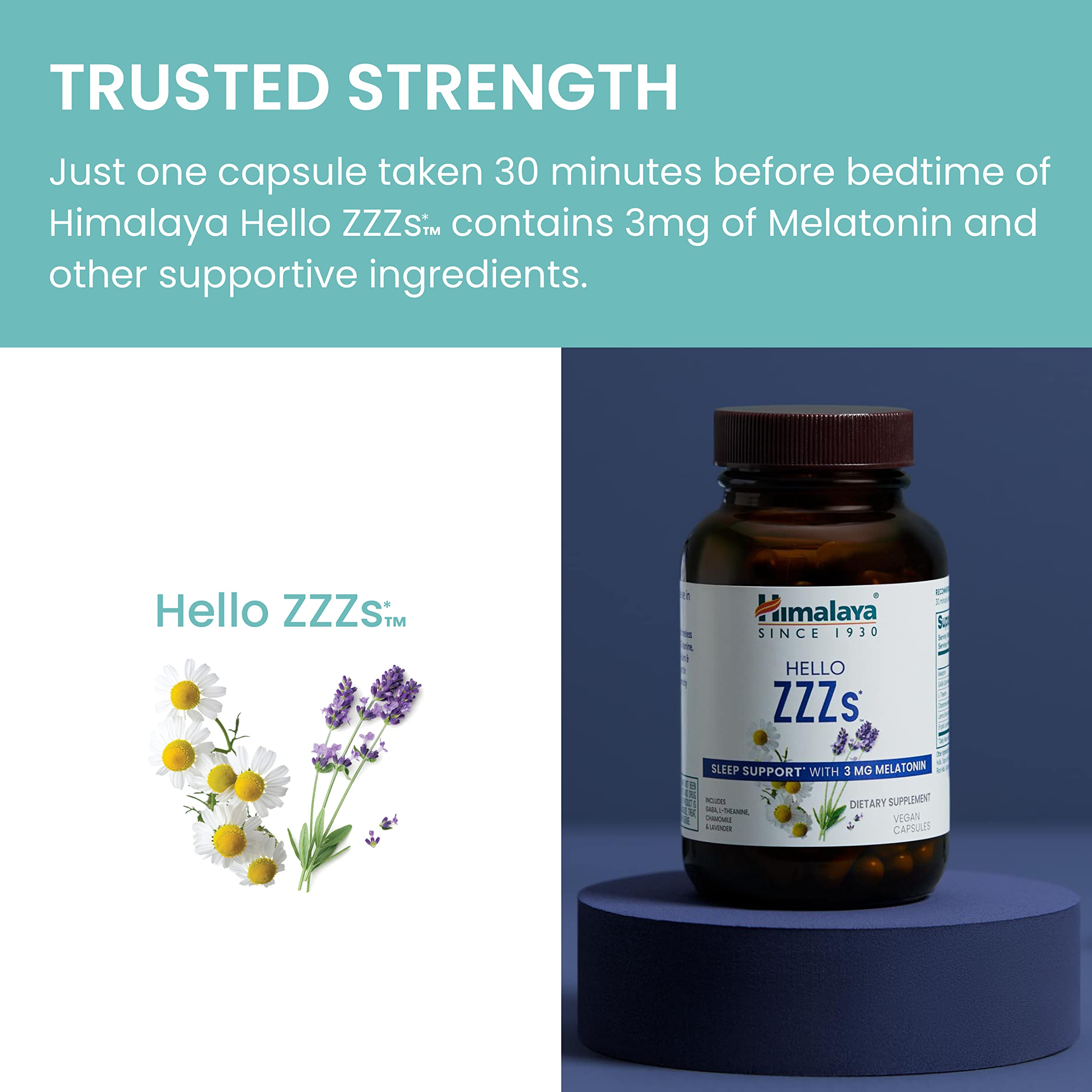 Himalaya etiqueta nutricional mostrando dosis de melatonina y lista