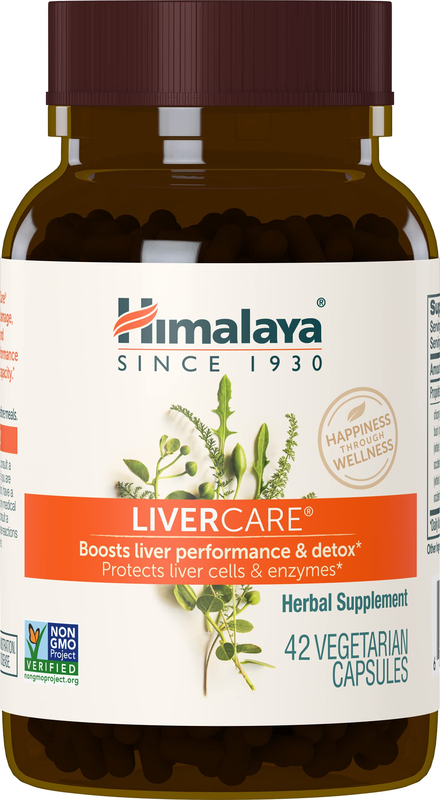Himalaya LiverCare vista frontal del envase mostrando cada beneficio claro