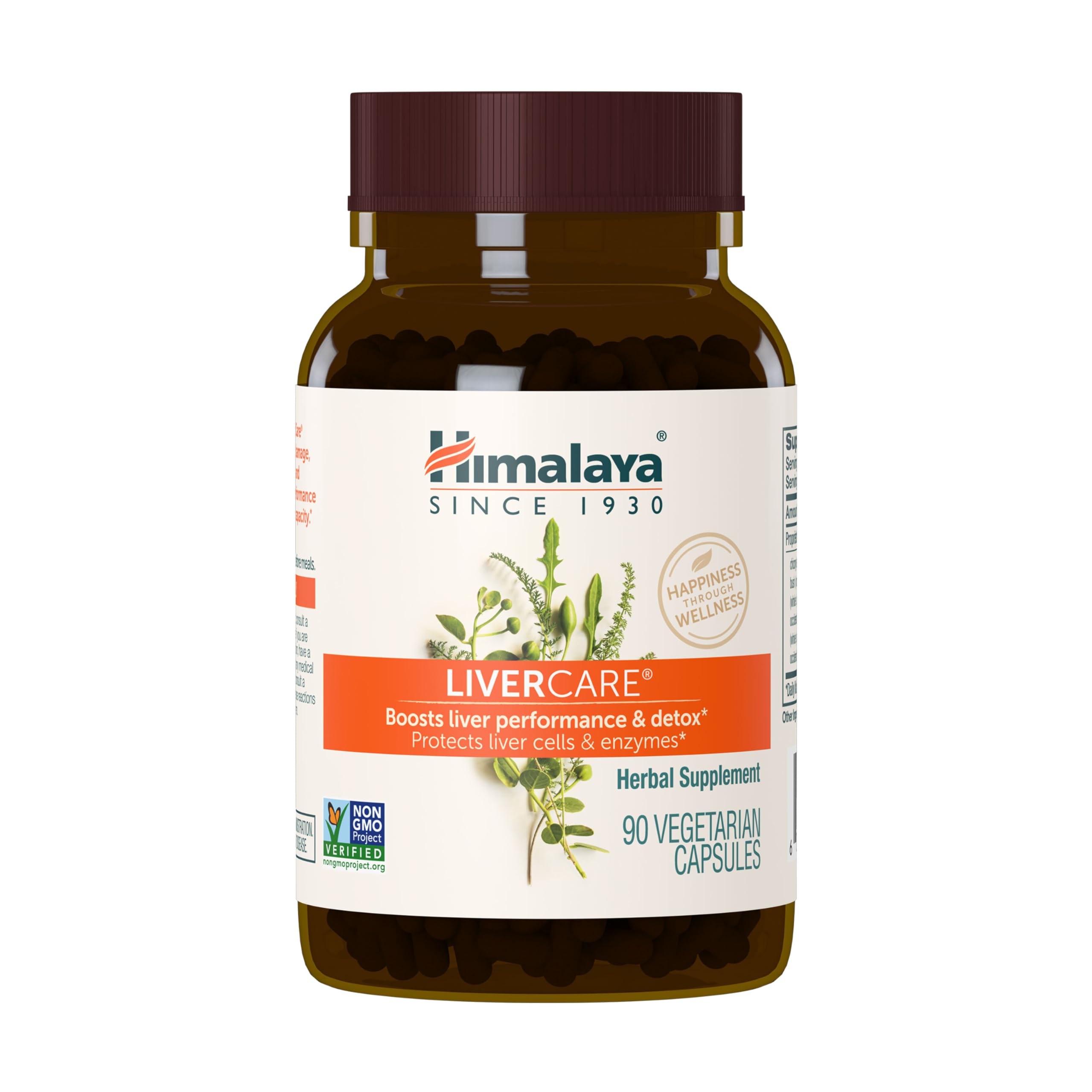 Himalaya frasco frontal mostrando 180 cápsulas y etiqueta clara para suministro de 90 días