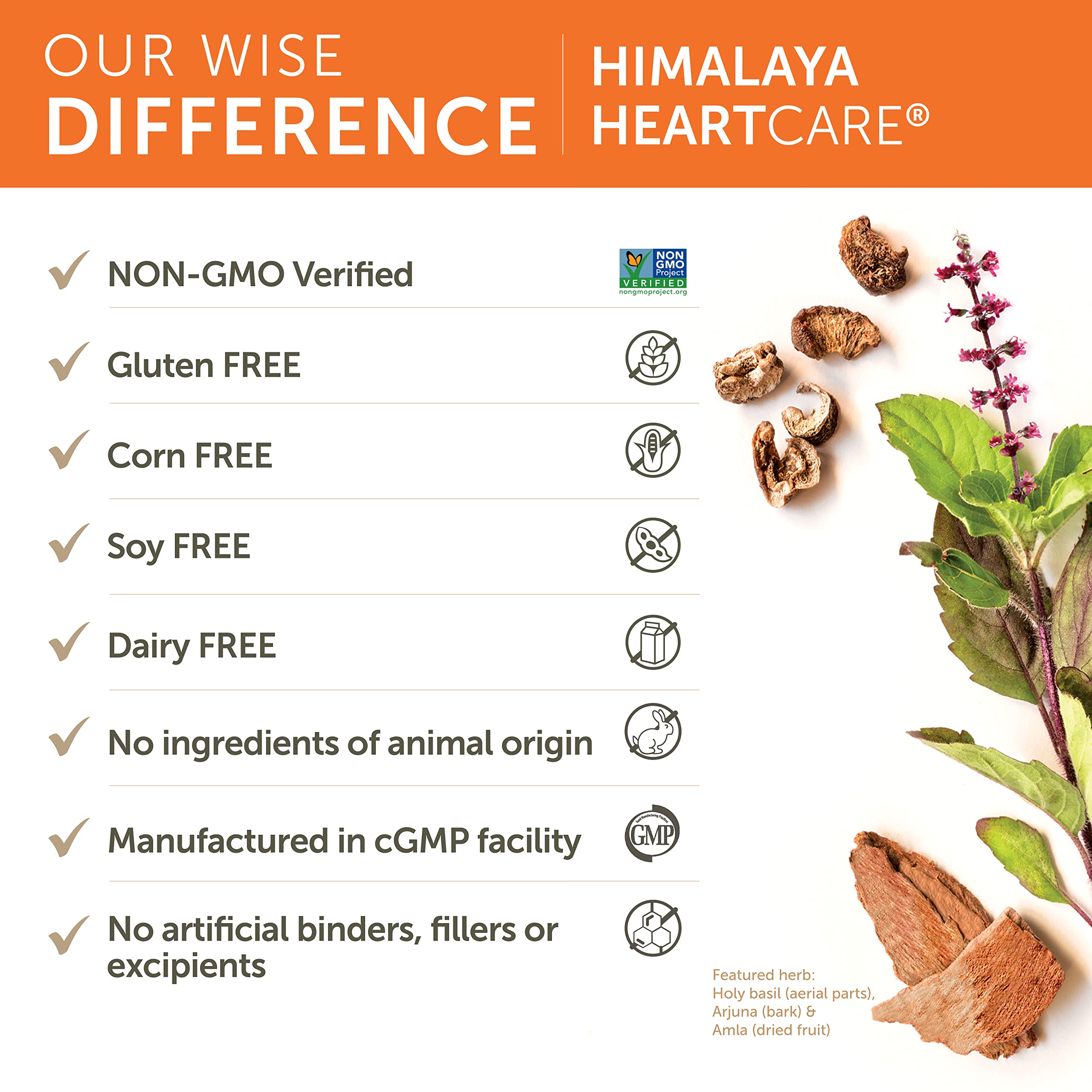 Himalaya HeartCare envase junto a alimentos saludables sugiere apoyo diario