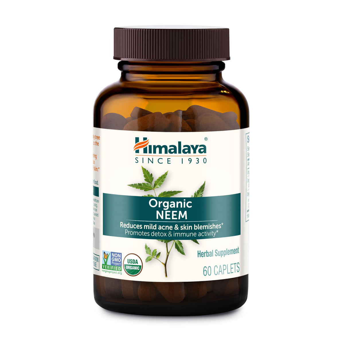 Himalaya envase frontal mostrando suplemento neem y beneficio purificante