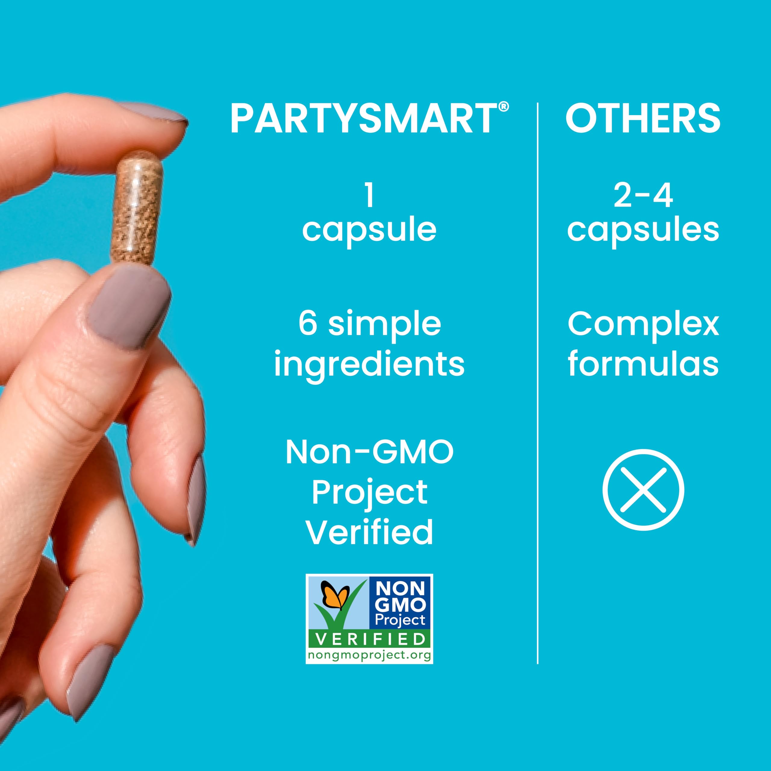Himalaya PartySmart cápsula en mano para ilustrar uso durante una salida