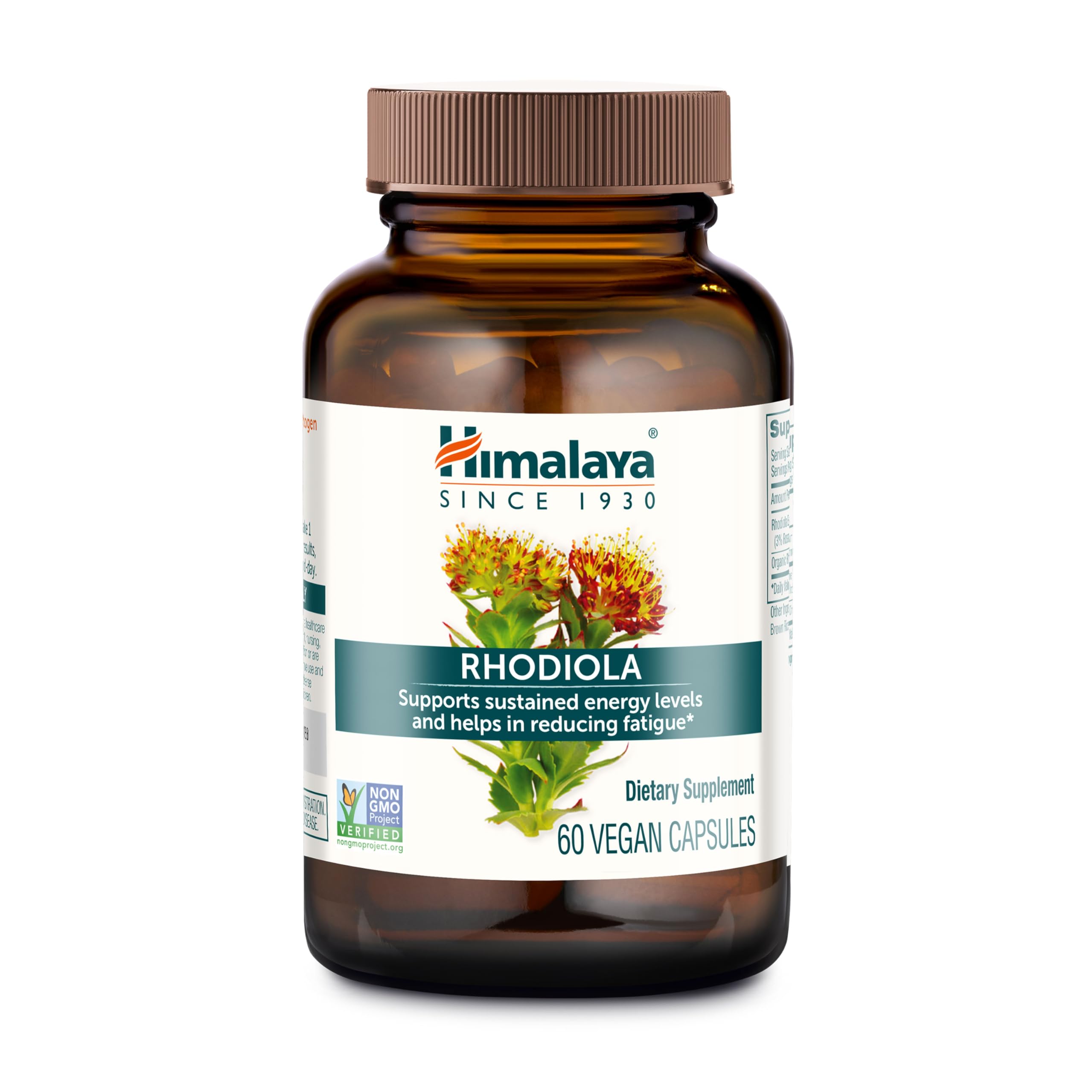 Himalaya envase frontal mostrando 60 cápsulas y beneficio energía diaria