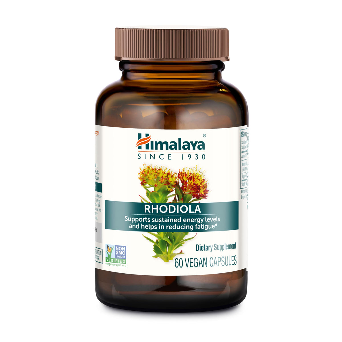 Himalaya envase frontal mostrando 60 cápsulas y beneficio energía diaria