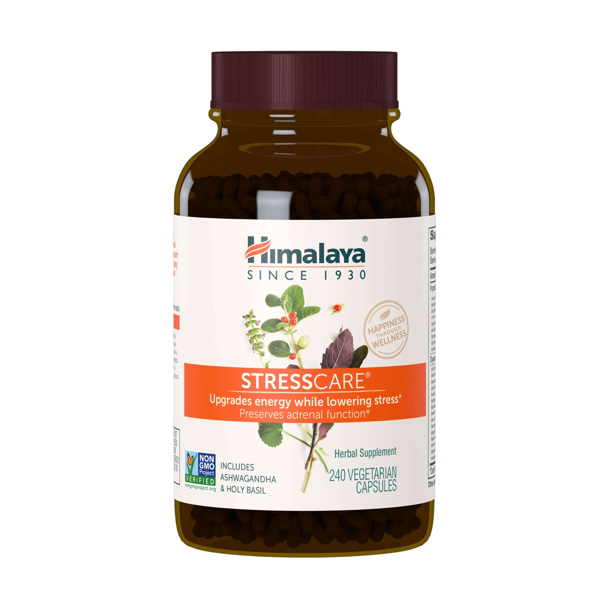 Himalaya StressCare frontal del envase mostrando formato vegano y beneficios