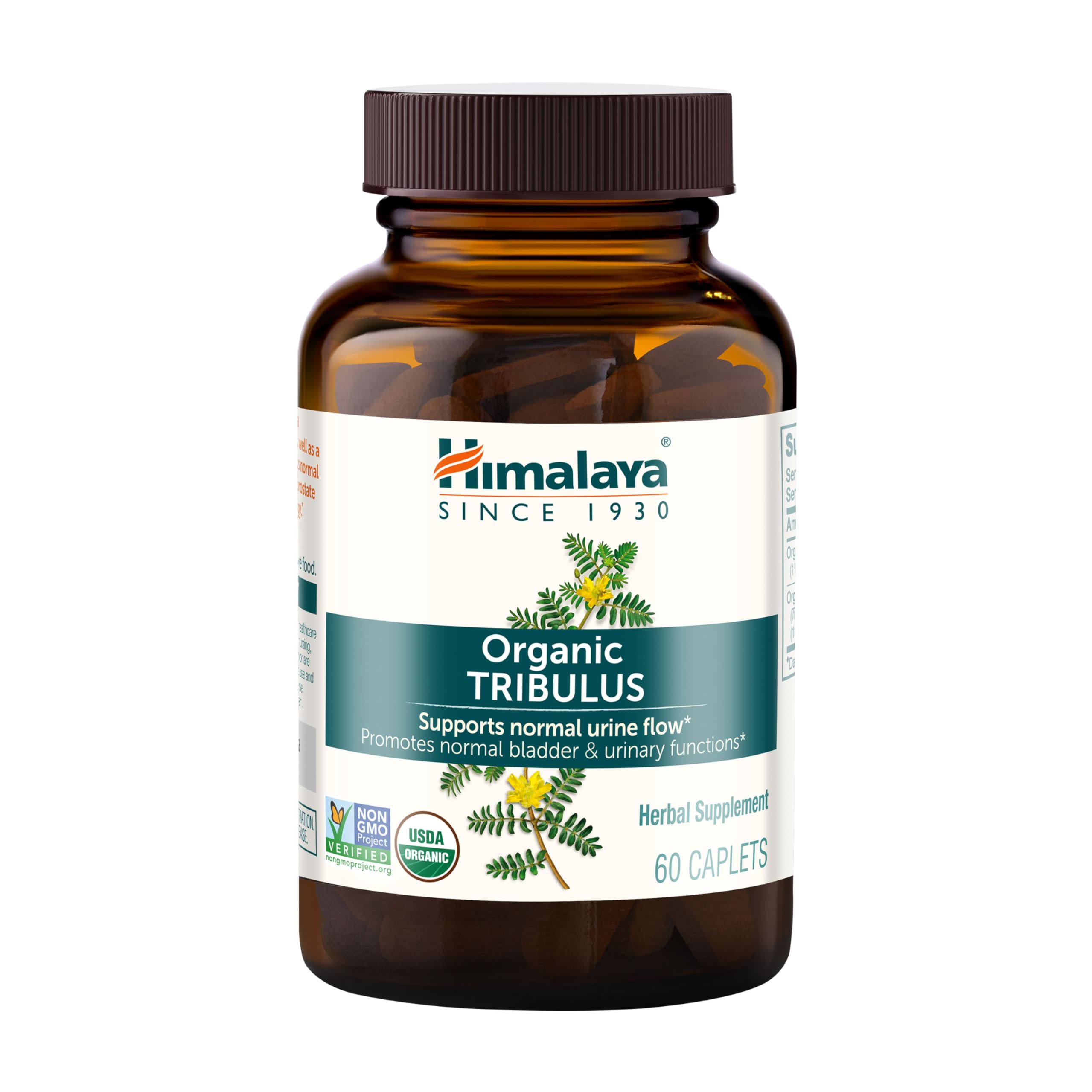 Himalaya frente del envase mostrando 60 caplets y beneficios orgánicos