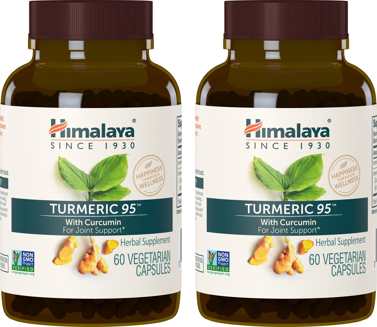 Himalaya Turmeric 95 frontal del envase mostrando etiqueta y beneficios