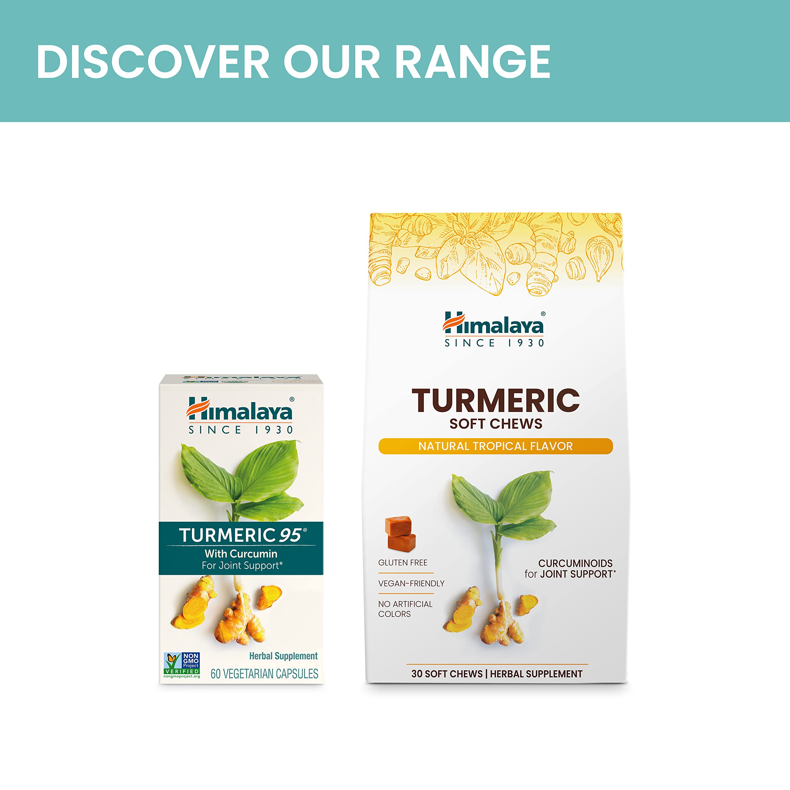 Himalaya Turmeric 95 cápsula junto a material deportivo para recuperación