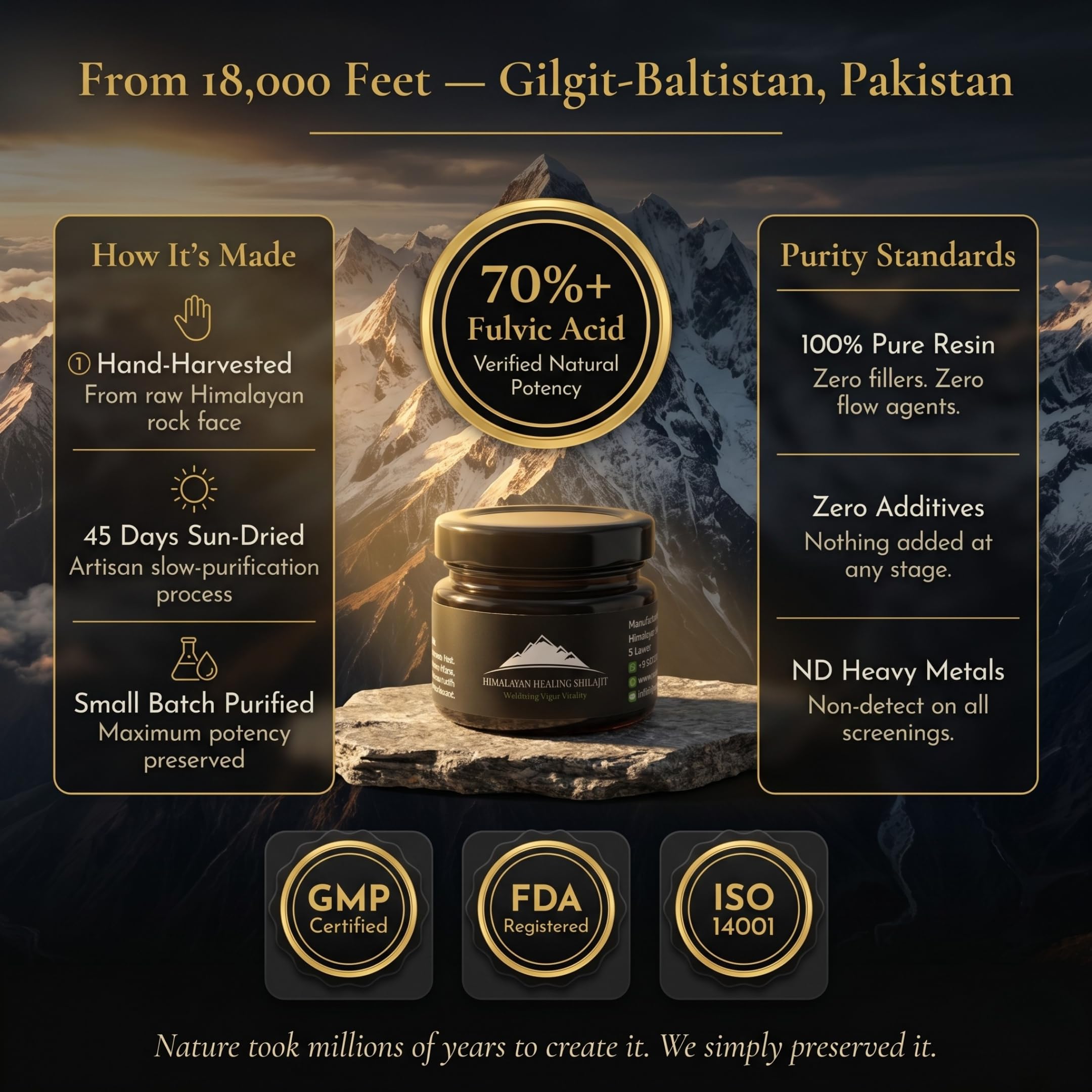 Himalayan Shilajit disolviendo en taza fácil mezcla y absorción