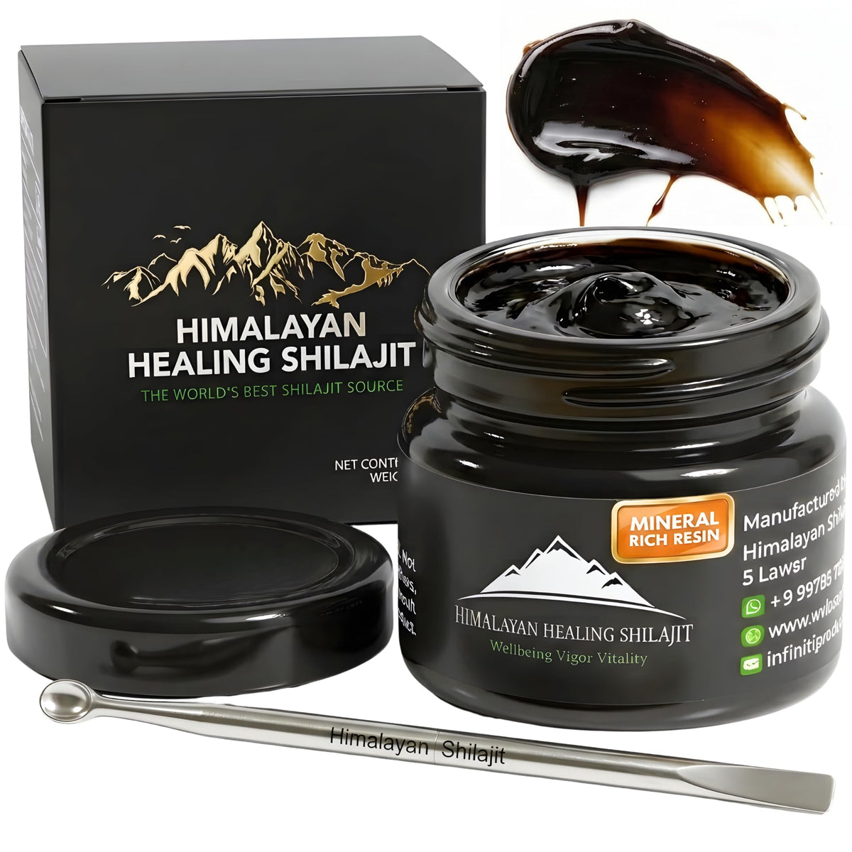 Himalayan Shilajit envase frontal muestra pureza y potencia