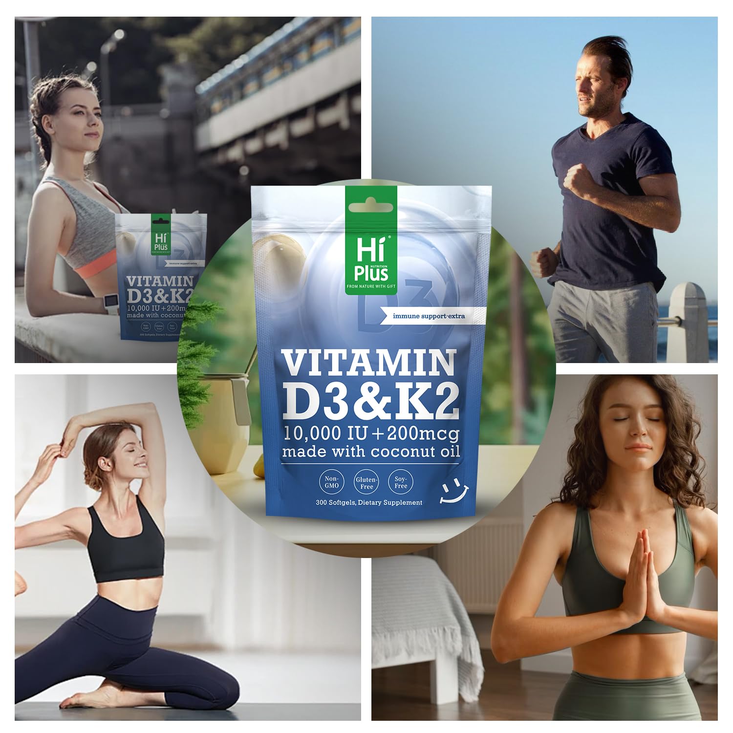 HiPlus botella abierta con softgels mostrando cantidad del frasco