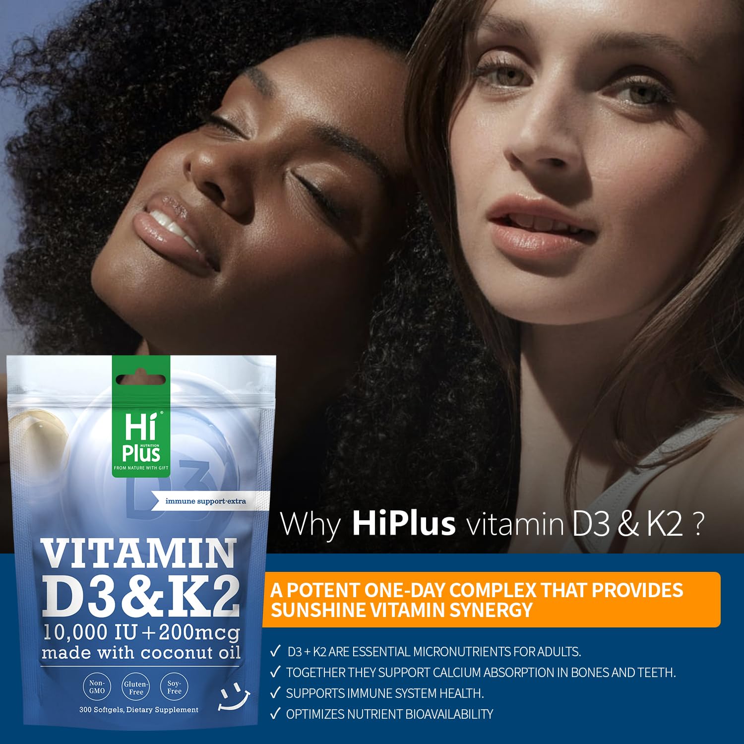 HiPlus softgel en mano para ilustrar tamaño y comodidad diaria
